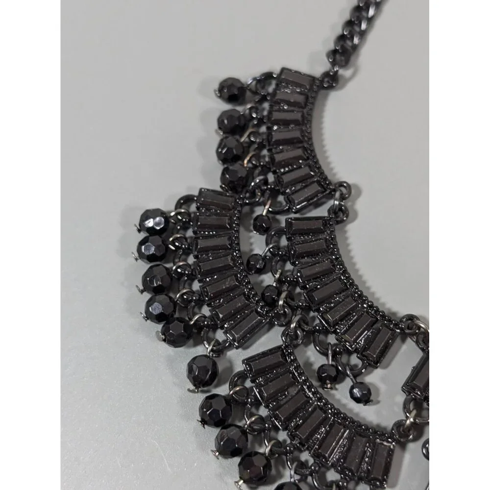 Black Chandelier Charm Statement Necklace Elegant‎ Goth 23